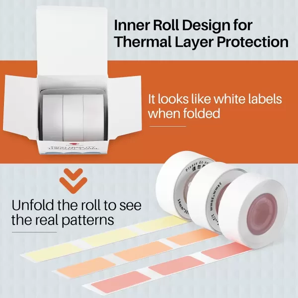 imageD30 Labels  Compatible with MemokingPhomemo D30 Label Maker 14x30mm Waterproof Thermal Tape Yellow Orange Pink Sticker Machine Label 3 Rolls
