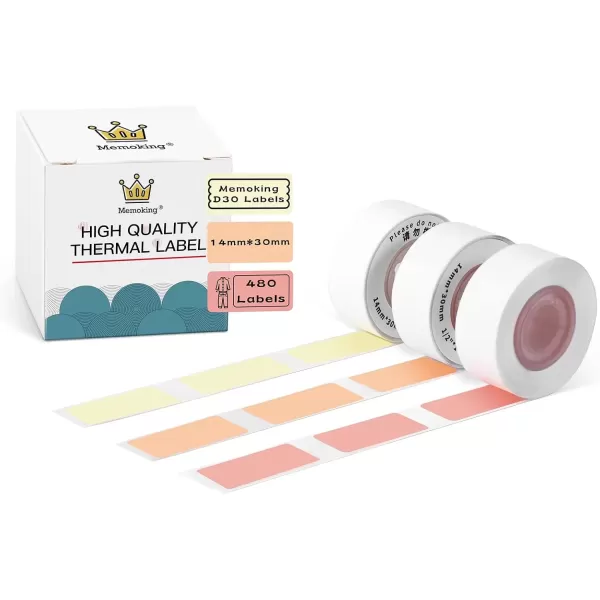 imageD30 Labels  Compatible with MemokingPhomemo D30 Label Maker 14x30mm Waterproof Thermal Tape Yellow Orange Pink Sticker Machine Label 3 Rolls