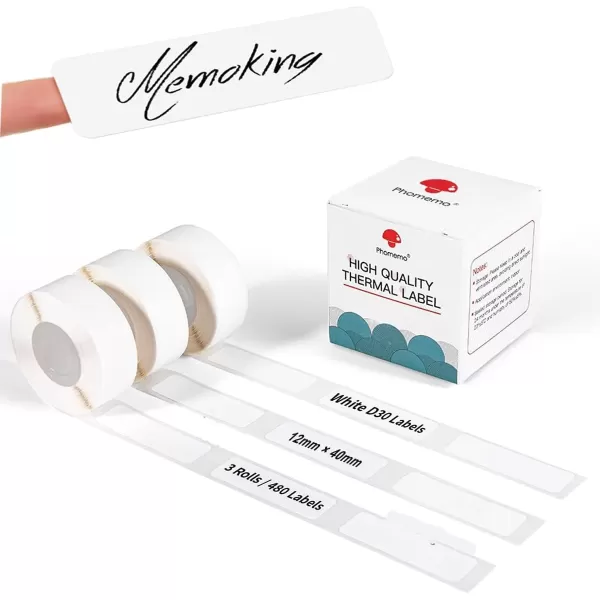 imageD30 Thermal selfAdhesive Label 38quot X 1 12quot 12mm X 40mm 160 LabelsRoll Compatible with Phomemo D30 Label Printer Suitable for Home Office School Black on White 3 Roll