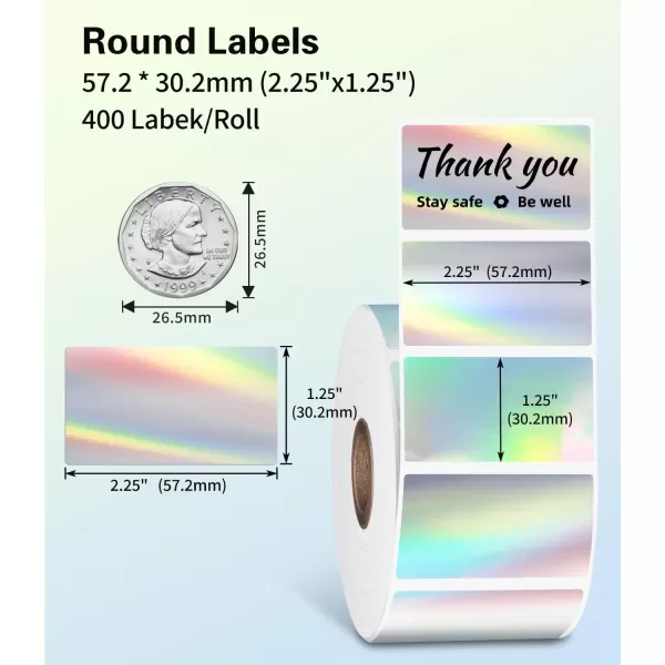 imageHolographic Thermal Labels 225 quotx125 Inch Thermal Sticker Labels Self Adhesive Laser Rainbow Labels Compatible with All Shipping Label Printer for Price Address Tag 500 Labels1 Roll