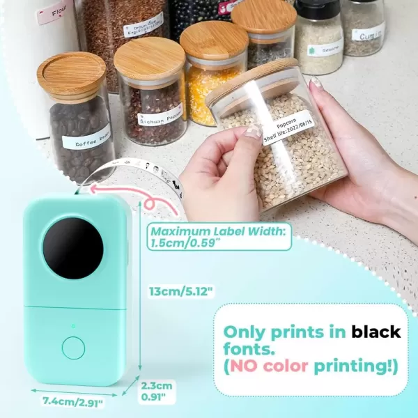 imageLabel Maker  D30 Mini Label Maker Machine Bluetooth Small Sticker Maker Thermal Portable Label Printer Compatible with iPhone iPad Android for Home Office with Label x 3 Green