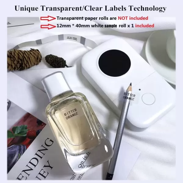 imageLabel Maker Machine with Tape  D30 Small Portable Inkless Handheld USB Label Printer for Clear Label Document Kitchen Compatible with Smartphone and Tablet with 12x40mm Label WhiteWhite