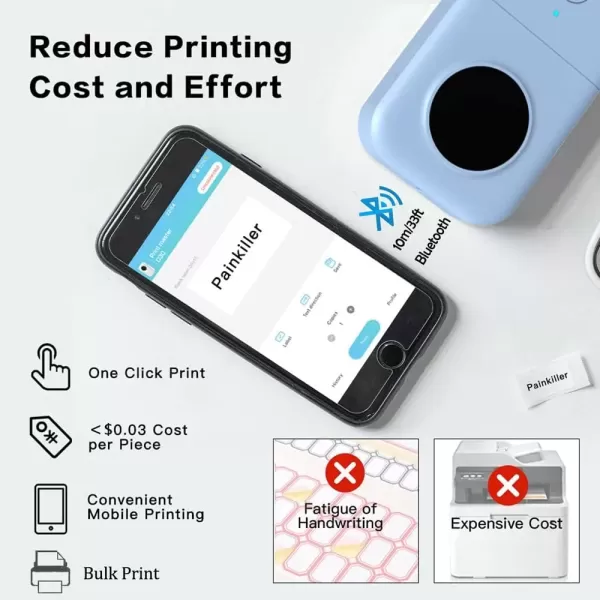 imageLabel Makers  D30 Mini Bluetooth Label Maker Machine Thermal Wireless Portable Label Printer Small Sticker Printer Maker Machine for iOS ampamp Android Christmas Birthday Gift Blue