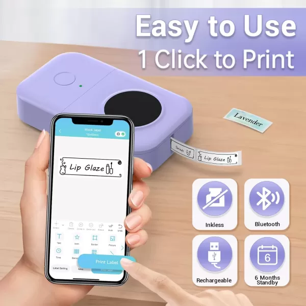 imageLabel Makers  D30 Mini Bluetooth Label Maker Machine Thermal Wireless Portable Label Printer Small Sticker Printer Maker Machine for iOS ampamp Android Christmas Birthday Gift Purple