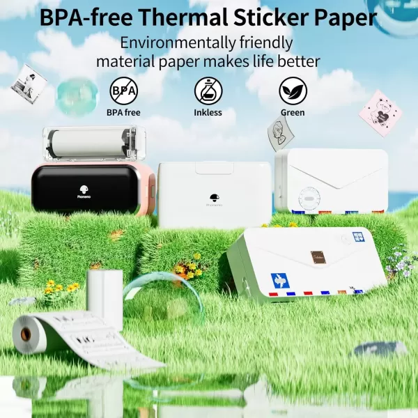 imageM04S Paper for M04AS Printer  Memoking M03AS HD thermal Color Paper Compatible with Phomemo M03  M03AS  M04S  M04AS Printer Pink Blue Lavender Purple 80mm x 35m  315in x 1148ft 3 Rolls