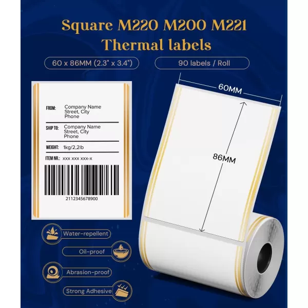 imageM250 M260 Labels M220 Labels 60x86mm236quotx338quot MultiPurpose White SelfAdhesive Label Paper Compatible with Phomemo M220 M221 M250 M260 Label Maker for DIY 3 Roll Gold Linear Border236x338