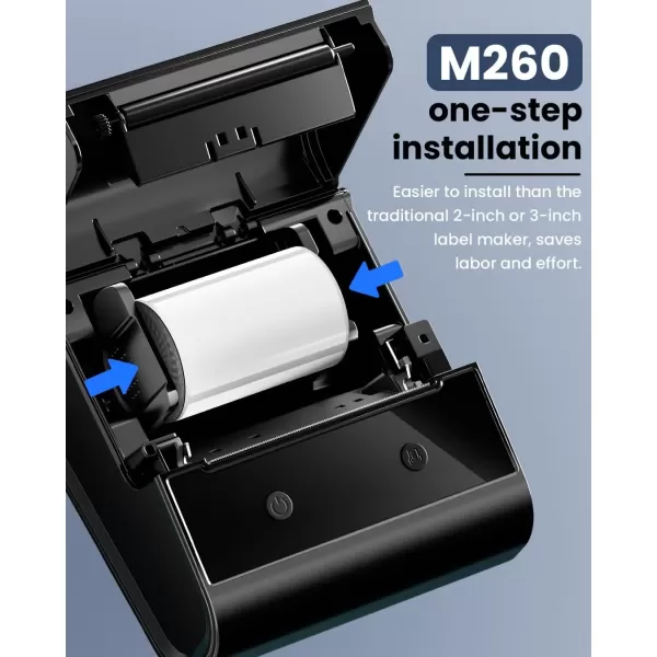 imageM260 Label Maker  3 Inch Sticker Maker Machine Print Width 078314 inch Bluetooth Large Thermal Printer for Small Business Address Barcode Compatible with Phones ampamp PC with 1 Roll Label Tape