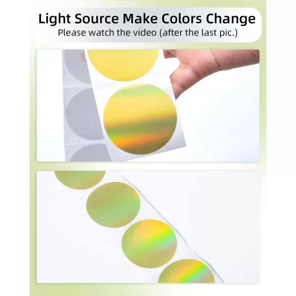 imageMemoking 2 Holographic Silver Circle Thermal Label SelfAdhesive Round Label Circular Direct Thermal Printer Label for Logo Design NamePrice Tag Thanks CardAddress QR Code 400 LabelsRollGold