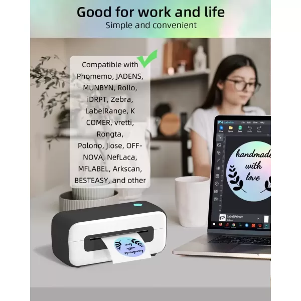 imageMemoking 2 Holographic Silver Circle Thermal Label SelfAdhesive Round Label Circular Direct Thermal Printer Label for Logo Design NamePrice Tag Thanks CardAddress QR Code 400 LabelsRollSilver