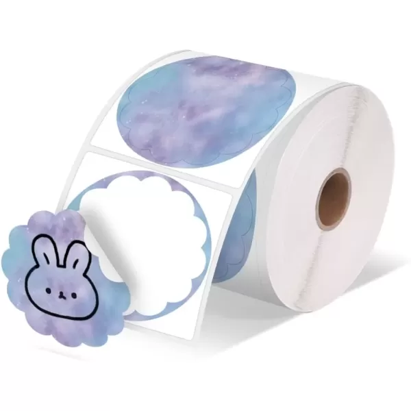 imageMemoking 2 Wavy Thermal Labels  Flower Shape Sticker Label SelfAdhesive Direct Thermal Label for Thanks Card Logo Name Price Address QR Code 500 Labels Purple