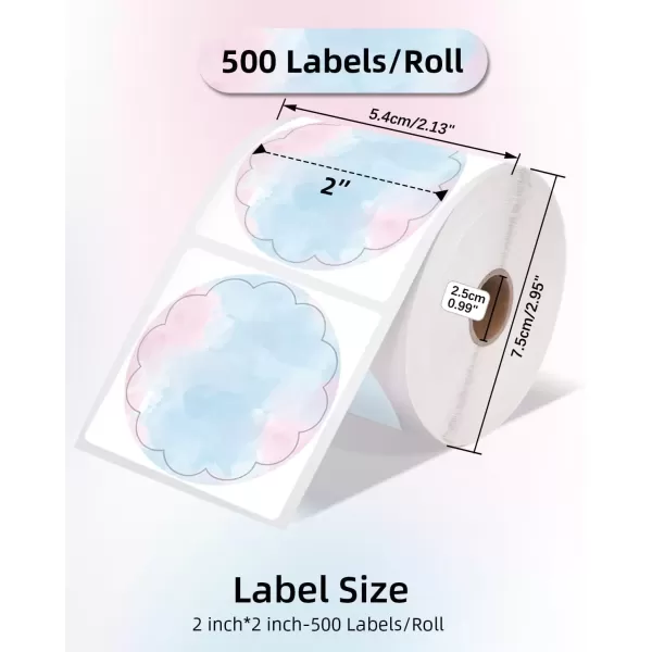 imageMemoking 2 Wavy Thermal Labels  Flower Shape Sticker Label SelfAdhesive Direct Thermal Label for Thanks Card Logo Name Price Address QR Code 500 Labels Gradient BluePink