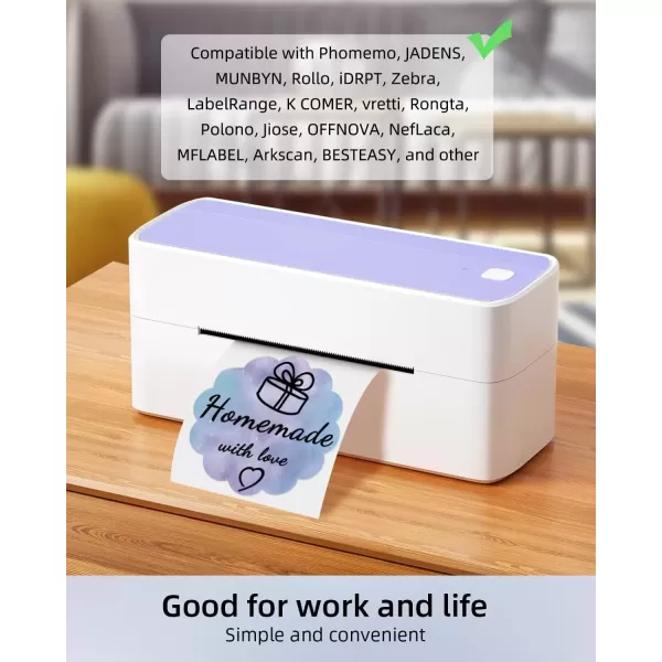 imageMemoking 2 Wavy Thermal Labels  Flower Shape Sticker Label SelfAdhesive Direct Thermal Label for Thanks Card Logo Name Price Address QR Code 500 Labels Purple