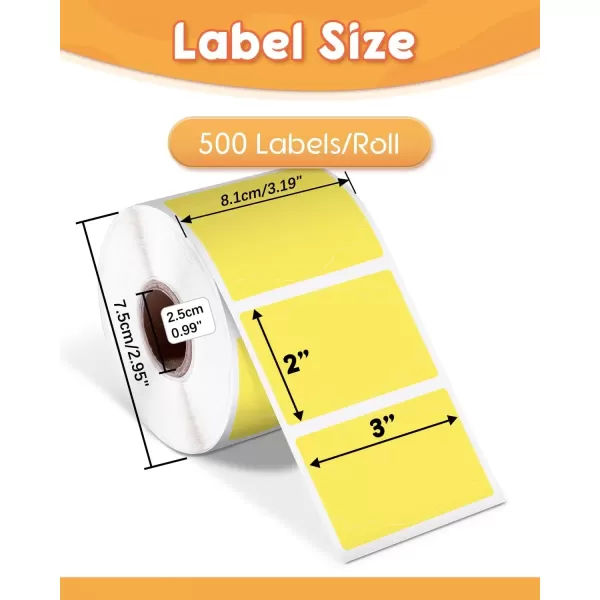 imageMemoking 3x2 Thermal Labels SelfAdhesive Personalized Shape Sticker Labels Direct Thermal Printer Label for Logo Design NamePrice Tag Thanks Card Address QR Code 500 LabelsRoll Yellow