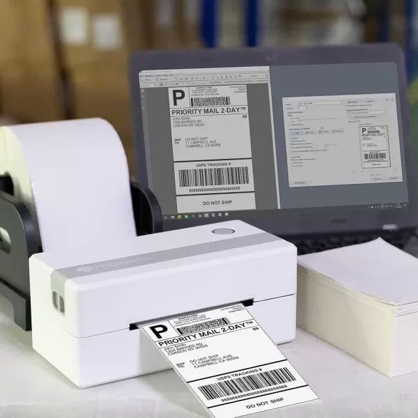 imageMemoking 4x6 Thermal Labels  Fanfold Delivery Labels Direct Shipping Label Package Labels Compatible with Rollo Phomemo and All 46 Label Printers 500PCS BlueYellow