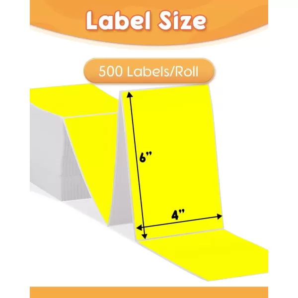 imageMemoking 4x6 Thermal Labels  Fanfold Delivery Labels Direct Shipping Label Package Labels Compatible with Rollo Phomemo and All 46 Label Printers 500PCS BlueYellow