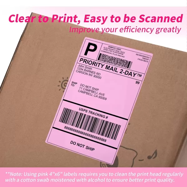 imageMemoking 4x6 Thermal Labels  Fanfold Delivery Labels Direct Shipping Label Package Labels Compatible with Rollo Phomemo and All 46 Label Printers 500PCS BluePink