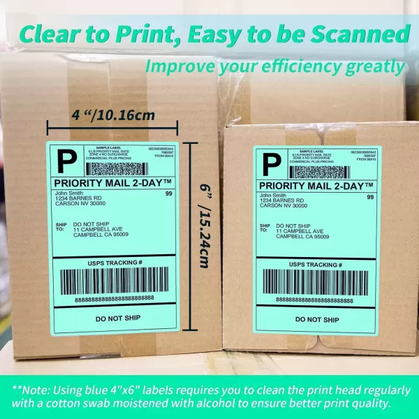 imageMemoking 4x6 Thermal Labels  Fanfold Delivery Labels Direct Shipping Label Package Labels Compatible with Rollo Phomemo and All 46 Label Printers 500PCS BlueGreen