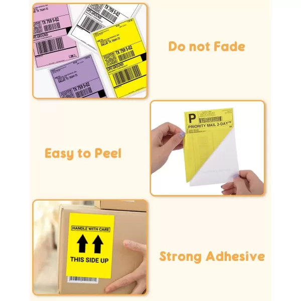 imageMemoking 4x6 Thermal Labels  Fanfold Delivery Labels Direct Shipping Label Package Labels Compatible with Rollo Phomemo and All 46 Label Printers 500PCS BlueYellow