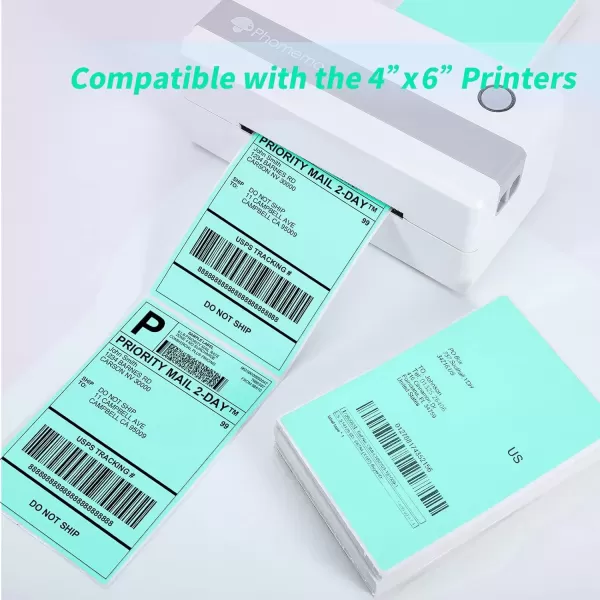 imageMemoking 4x6 Thermal Labels  Fanfold Delivery Labels Direct Shipping Label Package Labels Compatible with Rollo Phomemo and All 46 Label Printers 500PCS BlueGreen