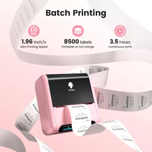 imageMemoking Bluetooth Label Maker Machine with Tape Wide Waterproof Label Versatile App with 40 Fonts and 450 Icons Inkless Labeler for Home School Office Kitchen Pink 3 Roll Labels
