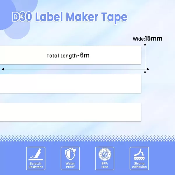 imageMemoking D30 Continuous Nonprecut Tape  White D30 Thermal Labels Mini Label Maker Tape 3 Rolls