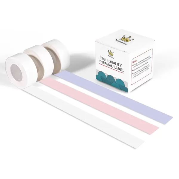 imageMemoking D30 Continuous Nonprecut Tape  WhitePinkBlue D30 Thermal Labels Mini Label Maker Tape 3 Rolls
