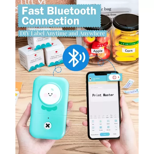 imageMemoking D30 Label Maker  Portable Label Printer Bluetooth Mini Bluetooth Label Maker Machine with Tape Compatible with Phomemo D30 Printer iOS Android Ideal for Jar Toy Dresser Organization