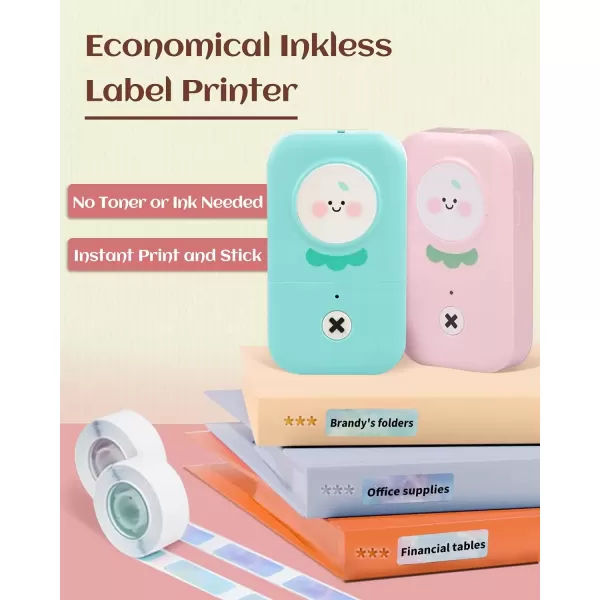 imageMemoking D30P Label Maker  Mini Cute Bluetooth Label Maker Machine with Tape USB Rechargeable Thermal Label Printer for Label Kids Stuff KitchenHome Office and Store Organization Pink