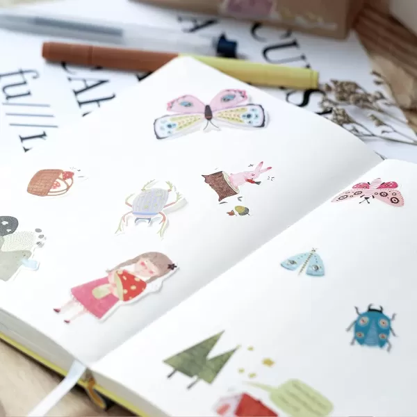 imageMemoking Fairytale Forest Theme Stickers  5 Sheets Colorful Cute Stickers 60 Cute and Cool Patterns Compatible with PhomemoMemoking Peripheral for DIY Journal Notebooks Water Bottle