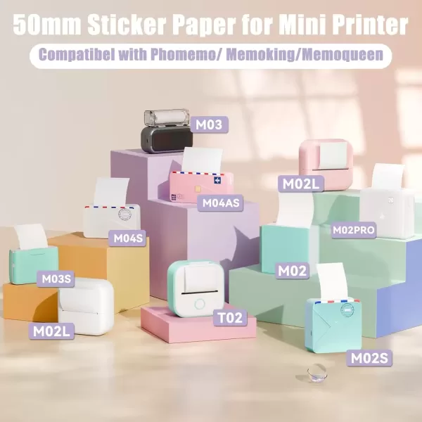 imageMemoking M02 SemiTransparent Thermal Sticker Paper  Compatible with M02M02SM02PROM03 Printer  SelfAdhesive Thermal Paper 53mm x 25m 208in x 82ft 3 Rolls