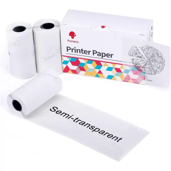 imageMemoking M02 SemiTransparent Thermal Sticker Paper  Compatible with M02M02SM02PROM03 Printer  SelfAdhesive Thermal Paper 53mm x 25m 208in x 82ft 3 Rolls