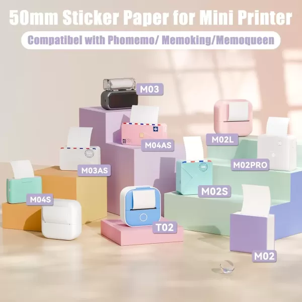 imageMemoking M02 Thermal Printer Stickers  Compatible with Phomemo M02M02SM02PROM03 Printer  PurpleRose RedOrange Thermal Labels 53mm x 35m  208in x 1148ft 3 Rolls