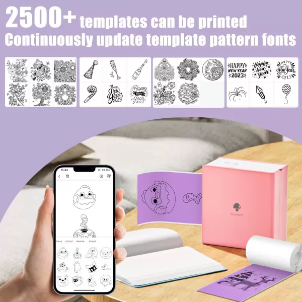 imageMemoking M02 Thermal Printer Stickers  Compatible with Phomemo M02M02SM02PROM03 Printer  PurpleRose RedOrange Thermal Labels 53mm x 35m  208in x 1148ft 3 Rolls