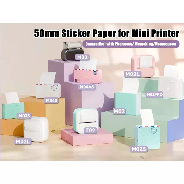 imageMemoking M02 Thermal Printer Stickers  Compatible with Phomemo M02PRO M02D M02S M03 M03AS M04S M02 Printer  GreenPurpleOrange Thermal Labels 53mm x 35m  208in x 1148ft 3 Rolls