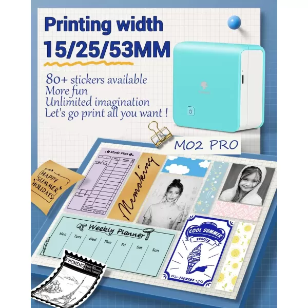 imageMemoking Mini Sticker Printer  300dpi M02Pro Mini Pocket Sticker Printer Machine Bluetooth lnkless Sticker Printer for Phone Photo Printer  Sticky Note Printer for Memo Photo DIY QR Logo