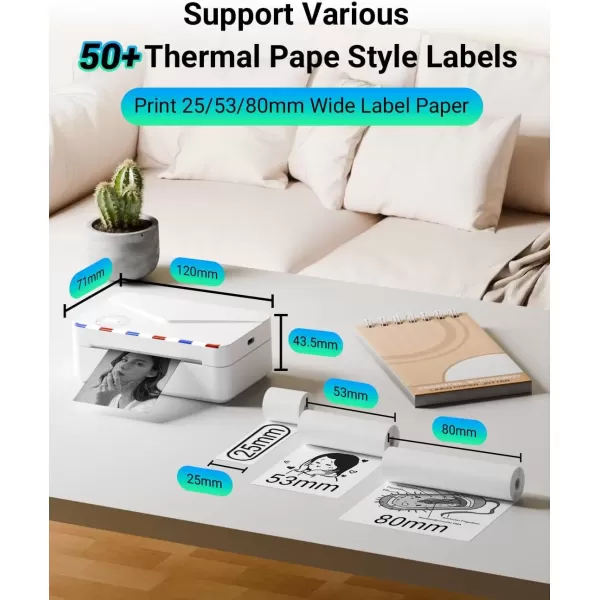 imageMemoking Mini Sticker Printer  300dpi M03AS Thermal Portable Mini Printer Bluetooth Inkless Pocket Printer for Phone Sticky Note Printer for Study Notes Memo DIY Photos Label