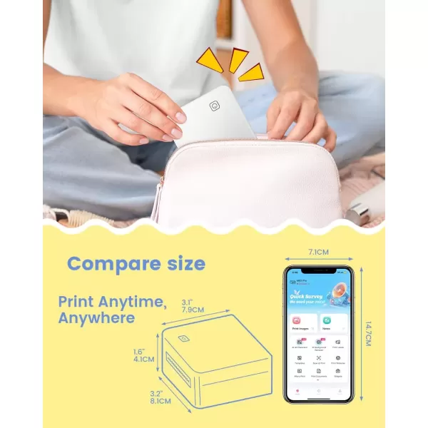 imageMemoking Photo Sticker Printer Machine  2quot Mini Printer  HD 300dpi Sticker Maker Machine for PadampampPhone  M02 Pro Portable Mini Pocket Thermal Printer White  Inkless Bluetooth Printer for PhotosDIY