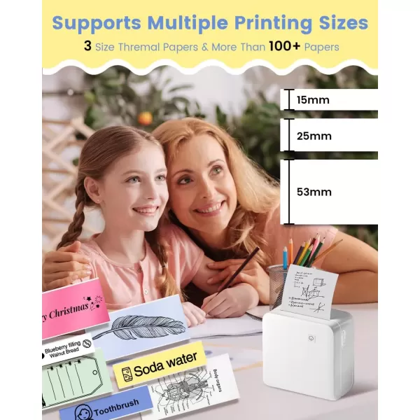 imageMemoking Photo Sticker Printer Machine  2quot Mini Printer  HD 300dpi Sticker Maker Machine for PadampampPhone  M02 Pro Portable Mini Pocket Thermal Printer White  Inkless Bluetooth Printer for PhotosDIY