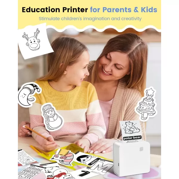 imageMemoking Photo Sticker Printer Machine  2quot Mini Printer  HD 300dpi Sticker Maker Machine for PadampampPhone  M02 Pro Portable Mini Pocket Thermal Printer White  Inkless Bluetooth Printer for PhotosDIY