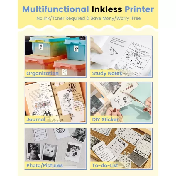 imageMemoking Photo Sticker Printer Machine  2quot Mini Printer  HD 300dpi Sticker Maker Machine for PadampampPhone  M02 Pro Portable Mini Pocket Thermal Printer White  Inkless Bluetooth Printer for PhotosDIY