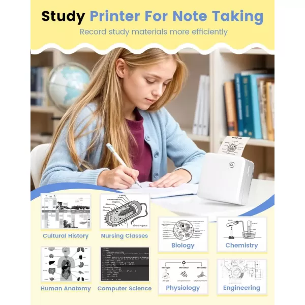 imageMemoking Photo Sticker Printer Machine  2quot Mini Printer  HD 300dpi Sticker Maker Machine for PadampampPhone  M02 Pro Portable Mini Pocket Thermal Printer White  Inkless Bluetooth Printer for PhotosDIY