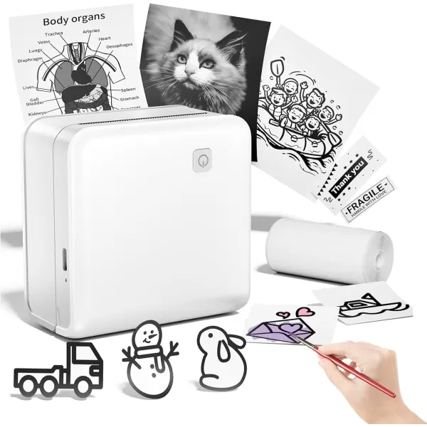 imageMemoking Photo Sticker Printer Machine  2quot Mini Printer  HD 300dpi Sticker Maker Machine for PadampampPhone  M02 Pro Portable Mini Pocket Thermal Printer White  Inkless Bluetooth Printer for PhotosDIY