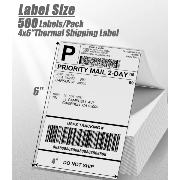 imageMemoking Shipping Label Paper for Thermal Printers 4x6 Colored Thermal Shipping Labels Compatible with all Thermal shipping Label Printer 500 Per Fanfold Labels BlueWhite