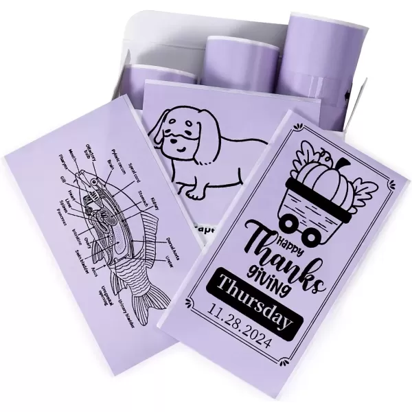 imageMemoking T02  M02X  M02L Sticker Paper  Purple Sticky T02 Mini Printer Sticker Paper Refill 50 mm x 35 m Keep for 20 yrs for Journal Photo Study Notes 3 Rolls