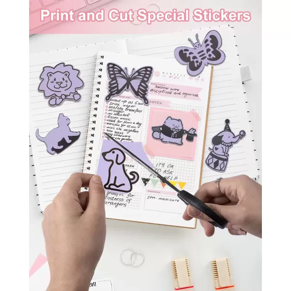 imageMemoking T02  M02X  M02L Sticker Paper  Purple Sticky T02 Mini Printer Sticker Paper Refill 50 mm x 35 m Keep for 20 yrs for Journal Photo Study Notes 3 Rolls