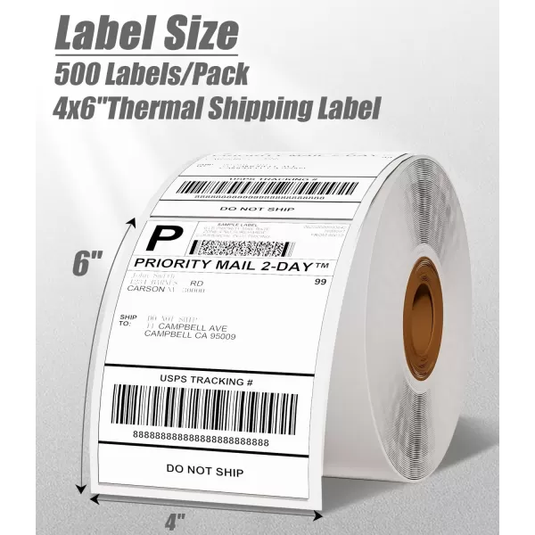 imagePink Shipping Labels Thermal Labels 4x6500 PCS Compatible with All Thermal Shipping Label Printer Permanent Adhesive Pink Mailing Labels for Shipping Packages 1 RollWhite
