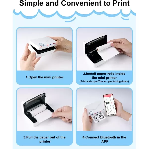 imageWhite Sticker Paper for M03 M03AS M04S Printer Paper 80MMx35MRoll Black on White Thermal Paper Memoking M03AS Paper Compatible with Phomemo Printer Paper M03 3 Rolls