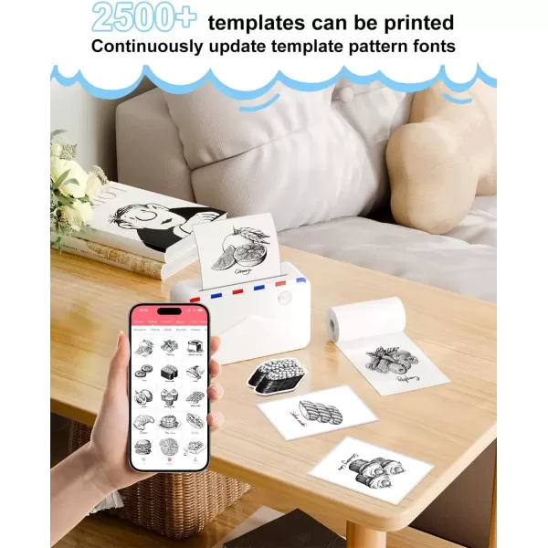 imageWhite Sticker Paper for M03 M03AS M04S Printer Paper 80MMx35MRoll Black on White Thermal Paper Memoking M03AS Paper Compatible with Phomemo Printer Paper M03 3 Rolls