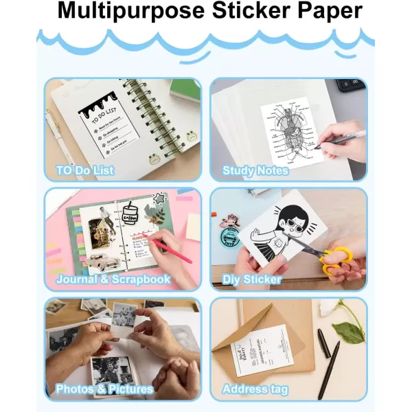 imageWhite Sticker Paper for M03 M03AS M04S Printer Paper 80MMx35MRoll Black on White Thermal Paper Memoking M03AS Paper Compatible with Phomemo Printer Paper M03 3 Rolls