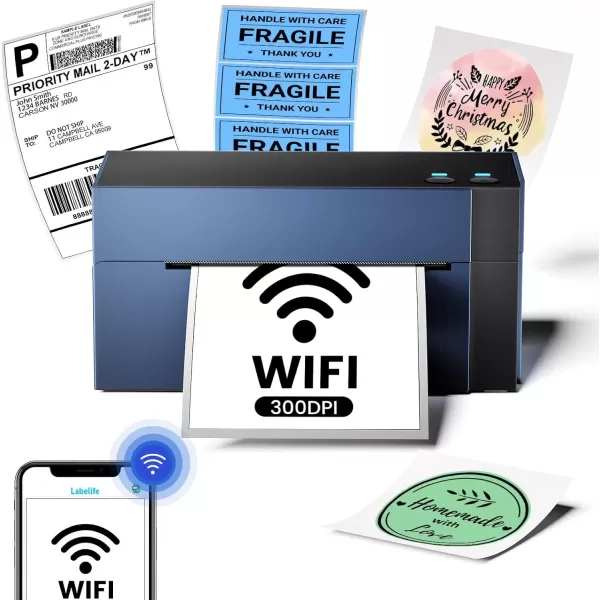imageWiFi Thermal Label Printer Wireless Shipping Label Printer for Small Business Postage 300 DPI Label Printer 4x6 Supports Remote Wireless Print 5G WiFi ampamp USB Compatible with iPhone Android